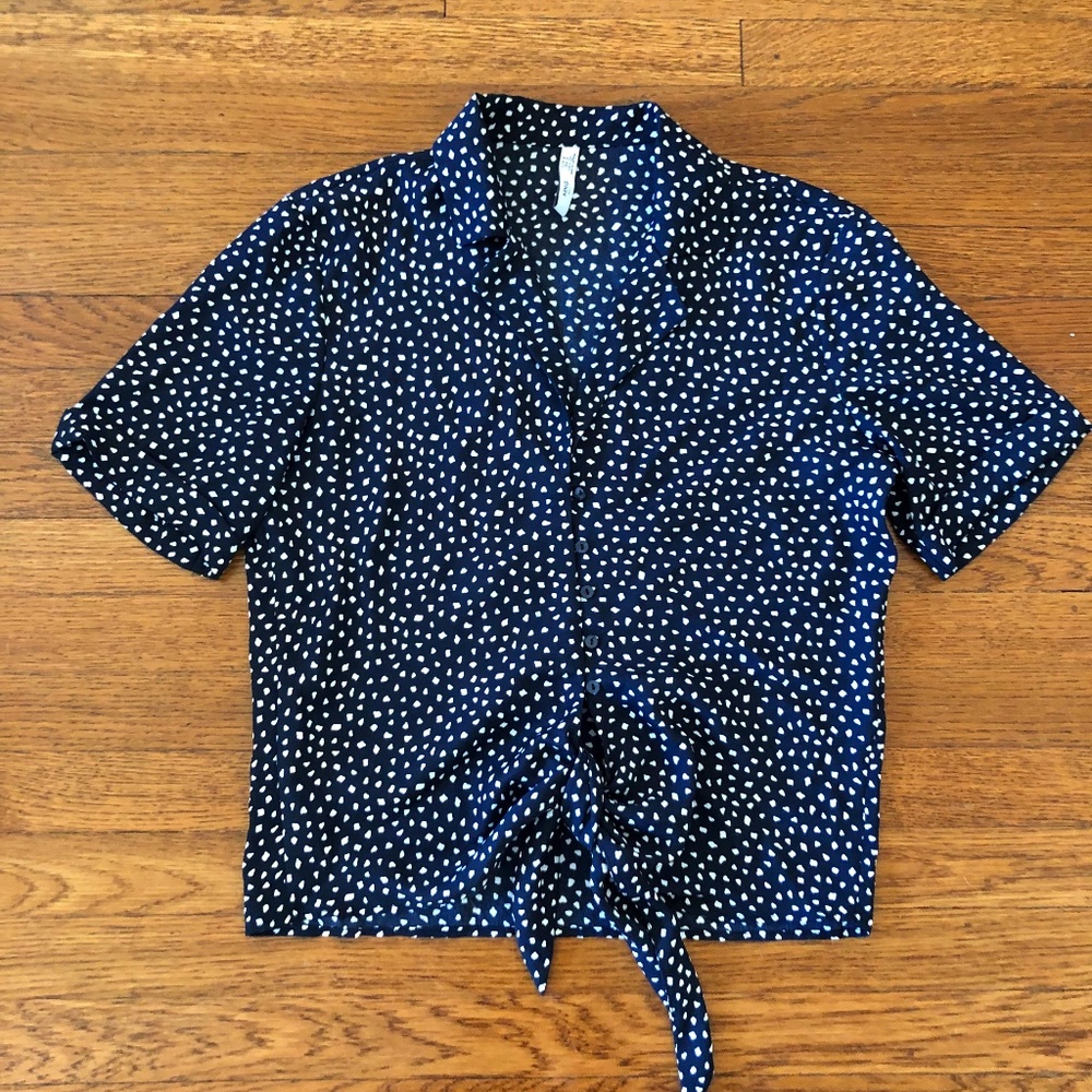 Mango Tie Front Blouse